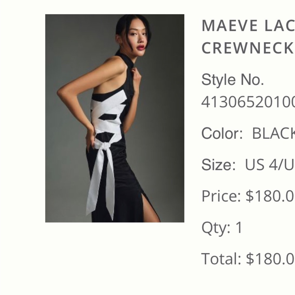 Anthropologie Maeve black and white dress size 4